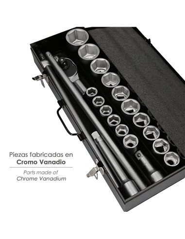 Set Bussole Cromo Vanadio 21 Pezzi 3/4 Plus Con Valigetta