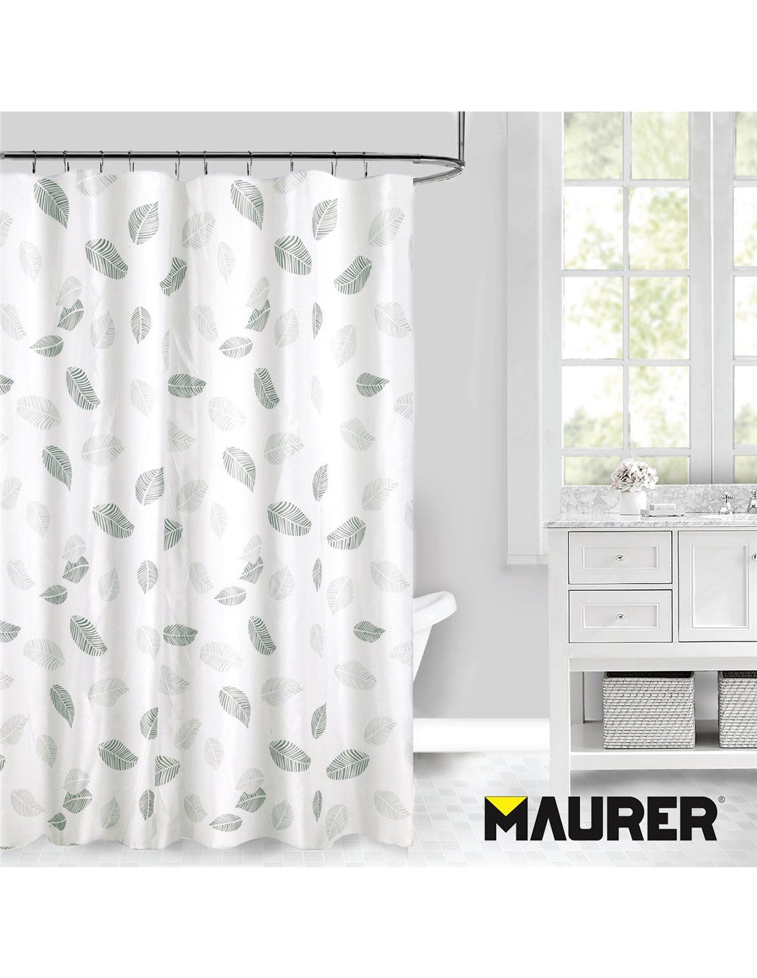 1 cortina de ducha impermeable de 180 x 180 cm hecha de poliéster, antimoho  y antibacteriana para ba TUNC Sencillez