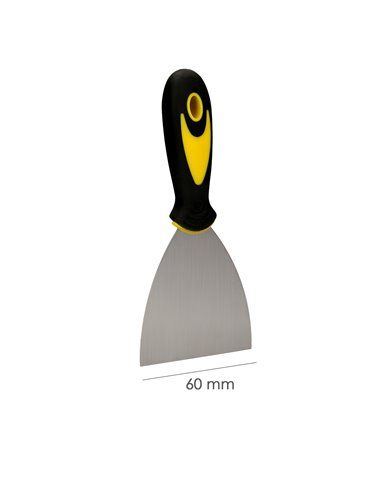 Espatula Acero Inoxidable Ancho 60 mm. Con Mango de Goma Ergonomico, Espatula Pintor, Espatula Masilla, Paletina, Paleta Rascar