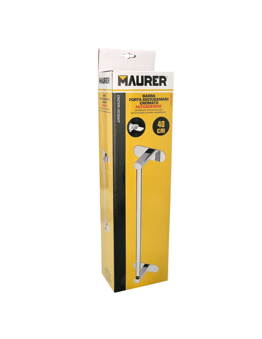 Maurer Portasciugamani Adesivo Acciaio Inox 40 cm.