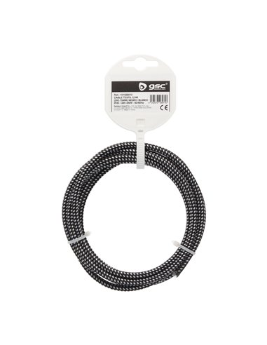 Cable textil 2,5M (2x0.75mm) Negro/Blanco