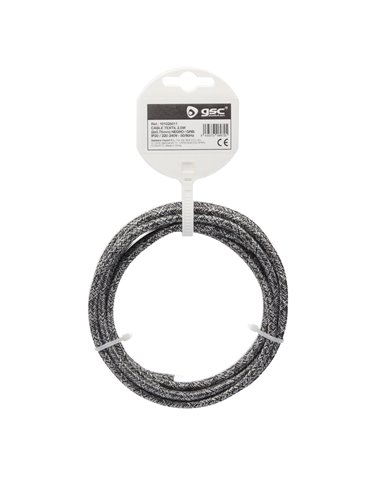 Cable textil 2,5M (2x0.75mm) Negro/Gris