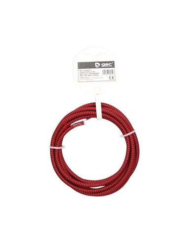 Cable textil 2,5M (2x0.75mm) Rojo/Negro