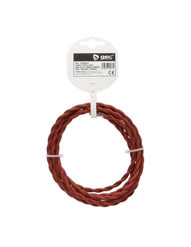 Cable textil 2,5M (2x0.75mm) trenzado Cobrizo