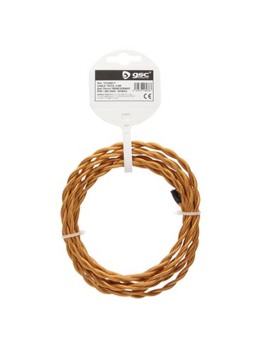 Cable textil 2,5M (2x0.75mm) trenzado Dorado