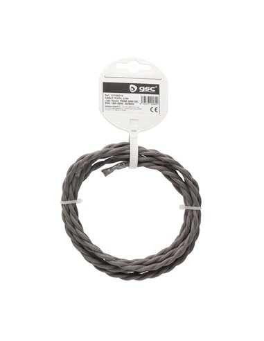 Cable textil 2,5M (2x0.75mm) trenzado Gris oscuro