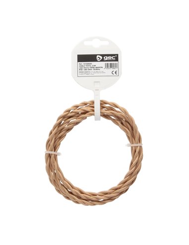 Cable textil 2,5M (2x0.75mm) trenzado Marrón claro