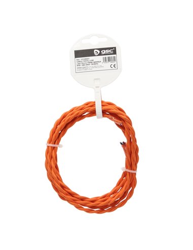 Cable textil 2,5M (2x0.75mm) trenzado Naranja