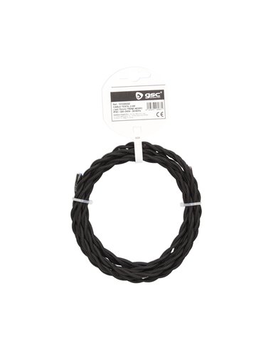 Cable textil 2,5M (2x0.75mm) trenzado Negro