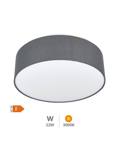 Plafón techo LED de tela Kasker 22W 3000K a 6500K regulable Gris