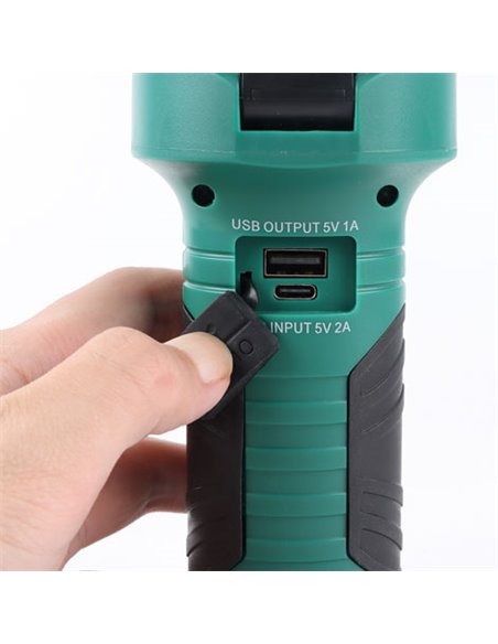 Linterna de trabajo LED recargable USB 2 hojas desplegables 600lm