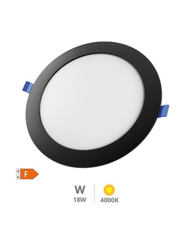 Belur downlight redondo LED embutido 18W 4000K Preto