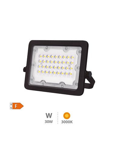 Refletor LED de alumínio 30W 3000K IP65 Preto