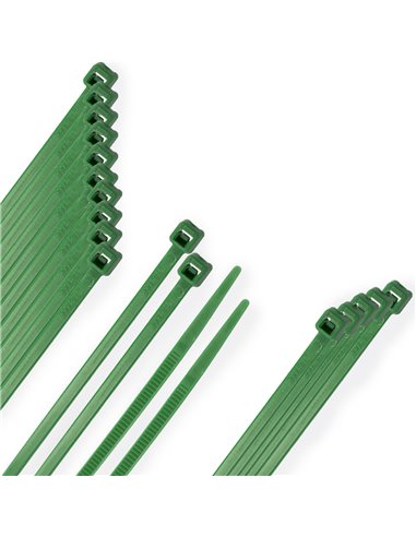 Brida Nylon 100%. Color Verde 2,5 x 100 mm. Bolsa 100 Unidades. Abrazadera Plastico, Organizador Cables, Alta Resistencia