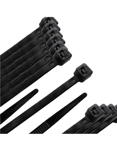 Brida Nylon 100%. Color Negro 7,8 x 540 mm. Bolsa 100 unidades. Abrazadera Plastico, Organizador Cables, Alta Resistencia