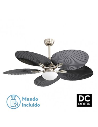 Ventilador  Dc Chaw 24w 2950lm Niquel/negro 5asp.6vel.132d  C/remoto, Memoria Y Temp.3000-4000-6000k