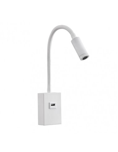 Aplique 3w 4000k Capote Blanco Usb E Interrupt. 43x6x4 Cm 285lm Articulab. Y Orientab.