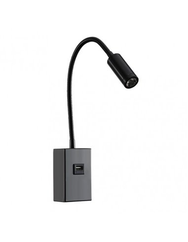 Aplique 3w 4000k Capote Negro Usb E Interrupt. 43x6x4 Cm 285lm Articulab. Y Orientab.