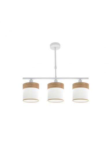 Lampara Cloe 3xe14 Blanca/blanca-madera Clara Regx55x14 cm