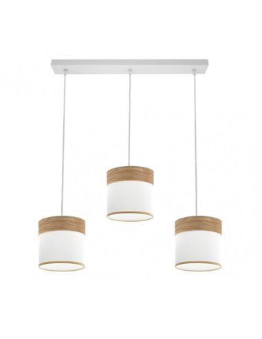 Regleta Cloe 3xe27 Blanco/blanca-madera Clara Regx60x16 cm