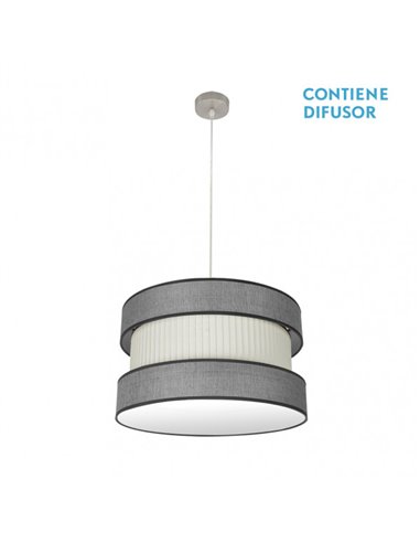 Colgante Home 2xe27 Niquel/gris-beis Regx50x50 Cm