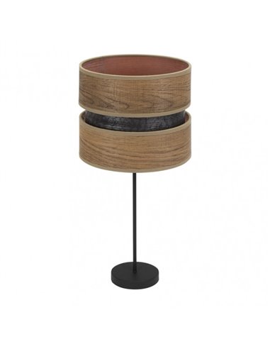 Sobremesa Alto Colet 1xe27 Negro/madera Oscura 61x30x30 Cm