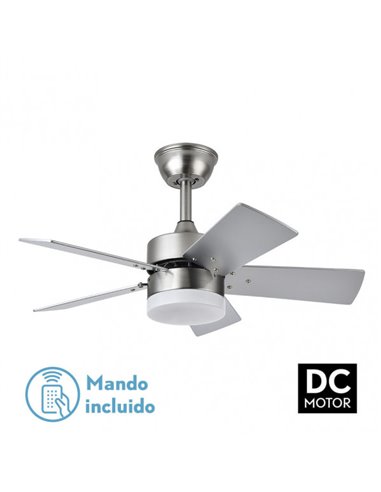 Ventilador Dc Marta 36w Niquel 5 Aspas Rev. Haya/plata  41x76d 3240lm C/ Remoto, Memoria Y Temporizador 3000k,4000k,6000k