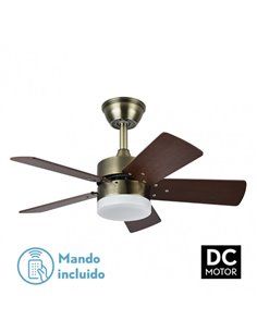 Ventilador de techo LED con aspas plegables de 45W Moss cuero