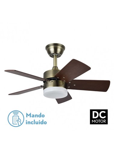 Ventilador de teto DC Marta 36W couro 5 lâminas cereja nogueira