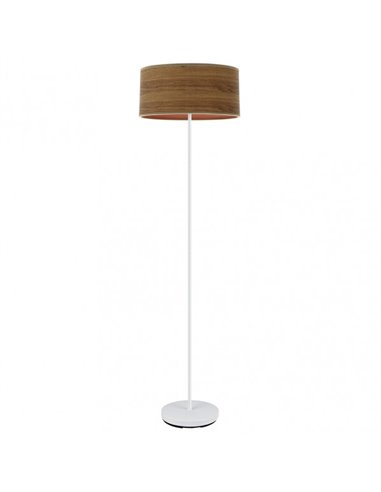 Pie Salon Jerte 1xe27  Blanco/madera Oscura 165x40x40 Cm