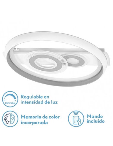 Plafon 80w Sucre 3000-4000-6500k Blanco/gris 7x51x51 Cm 7600lm Reg.intens. C.remoto C/memoria