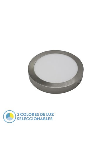 Downlight Superf.diorita 12w 3000k-4000k-6500k Niquel 1080lm 3,5x17x17 Cm