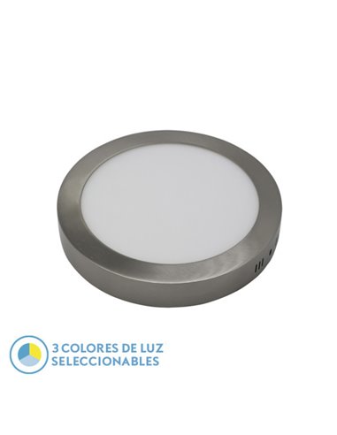 Downlight de superfície Diorito 18w 3000k-4000k-6500k Níquel 1620lm 3,5x22x22 Cm