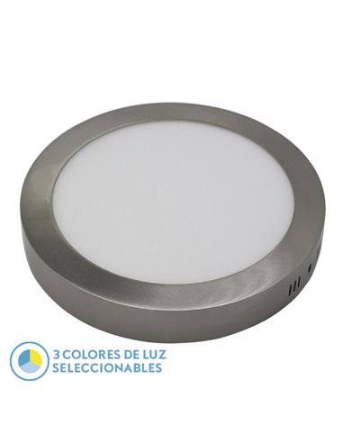 Downlight de superfície Diorito 24w 3000k-4000k-6500k Níquel 2160lm 3,5x29x29 Cm