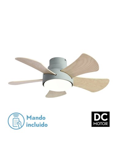 Ventilador 25w Dc Verde Gregario 5 Aspas Rev.  Blanca/haya 6 Vel. 3000-4000-6000k 82D Remoto,memoria y Temporizador