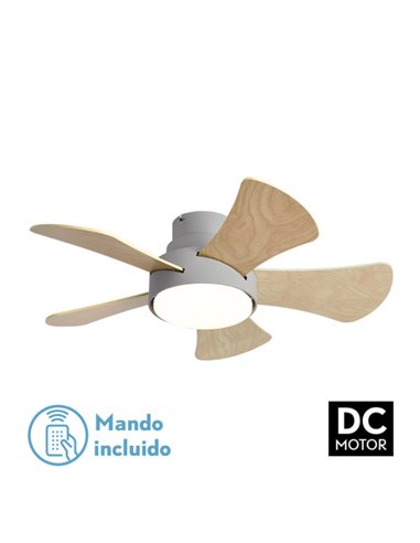 Ventilador 25w Dc Gris Gregario 5 Aspas Rev.  Blanca/haya 6 Vel.3000-4000-6000k 82D Remoto,memoria y Temporizador