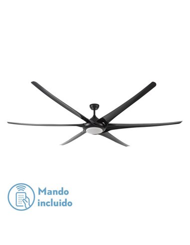 Ventilador 30w Dc Moncayo Negro 6 Aspas 6 Velocidades 254d C/remoto Memoria 3 Temperaturas 2850 Lm