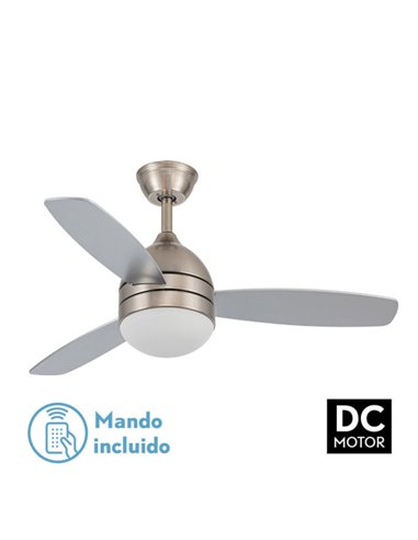 Ventilador 30w Dc Maestral Niquel 3 Aspas Plata/haya 6 Vel. 3 Colores 106,7d C/remoto, Memoria Y Temporizador 2850lm