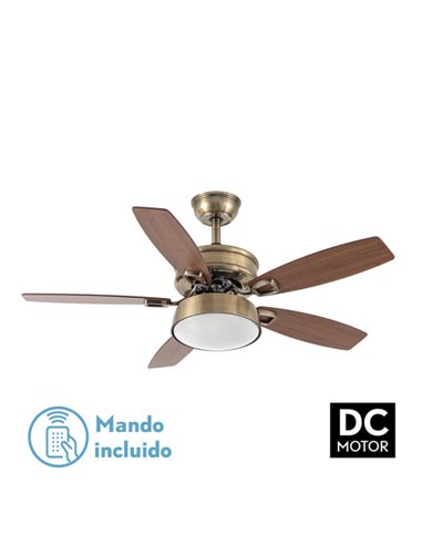 Ventilador de teto DC Braw couro 5 lâminas nogueira carvalho