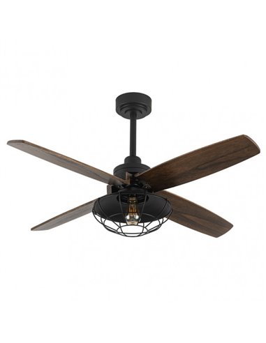 Ventilador Dc Aquilo Negro 1xe27 4Asp Roble 6Veloc C/Remoto Y Temporizador 44,5/57x119,4x119,4 Cm