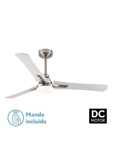 Ventilador 22w Dc Coro Niquel 3asp Blanco/haya  6Velocidades 3colores 2180lm 132d C/remoto, Memoria y Temporizador