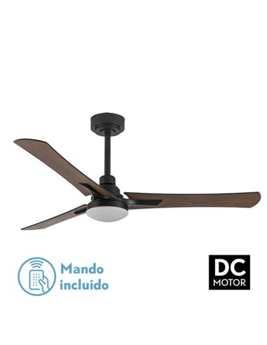 Ventilador de Teto DC Coro 22W Preto 3 Lâminas Faia Carvalho