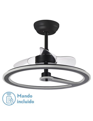 Ventilador 110w Dc Chom Negro 3 Aspas Transp. 46/66x62x62cm  6Vel. 3 Colores C/remoto, Memoria Y Temporizador 9350lm