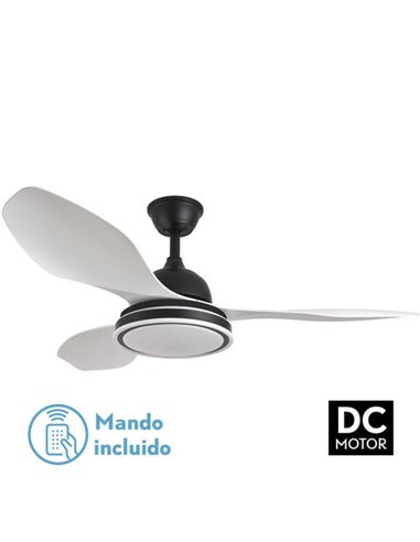 Ventilador de teto Datoo DC preto 48W 3 lâminas brancas