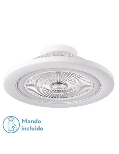 Ventilador 72w Dc Mato Blanco 5Aspas Transp. 22x58x58cm 6 Vel. 3 Colores C/remoto,memoria,temporiz Y Reg.Intensidad 6120lm