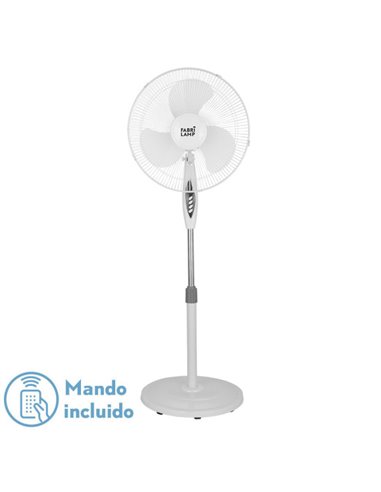 Ventilador de pé Bise Blanc 3 velocidades 45w Regx43x40cm oscilante 3 lâminas brancas com controle remoto e temporizador