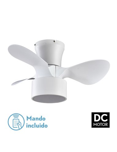 Ventilador DC 24w Kos Blanco 3 Aspas 60d 6 Vel. 2390lm 3000-4500-6000k c/remoto, Memoria Y Temporizador