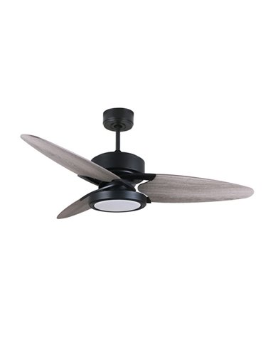 Ventilador Dc Cross 30w Negro 3 Aspas Gris/roble 6vel. 3 Colores 3250lm 132d Remoto, Memoria Y Temporizador