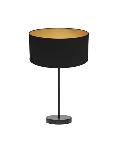 Candeeiro de mesa alto Anuska 1xe27 preto/preto-ouro 62x30x30 cm