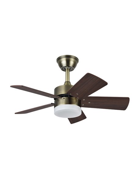Dc Marta Ventilateur 36w Cuir 5 Pales Rev. Cerise/noyer 41x76d 3240lm avec Télécommande, Mémoire et minuterie 3000k,4000k,6000k